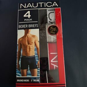Nautica NWB Sz M Multi Men's 4 Pack Brushed Micro Boxer Briefs 5" Inseam